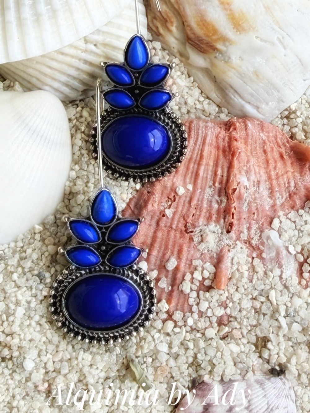 Alquimia Cobalt Blue Leaf Drop Earrings